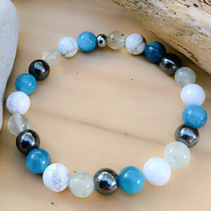 Bracelet en pierres naturelles pour la rétention d'eau : préhnite, howlite, apatite, hématite