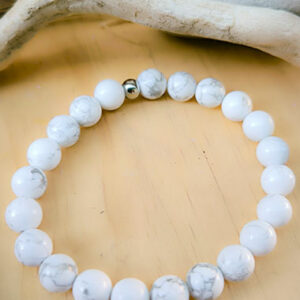 Bracelet en pierres naturelles - howlite - pierre stabilisante