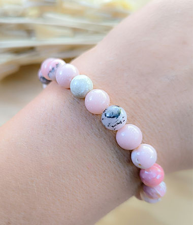 Bracelet en pierres naturelles - L'opale des Andes rose - propriétés apaisantes