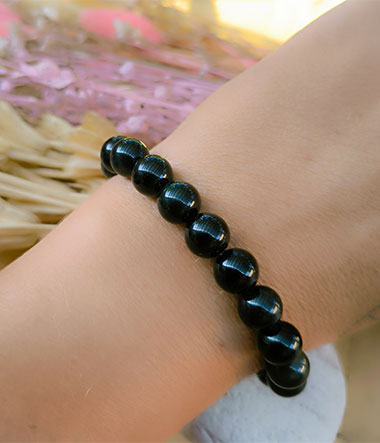 Bracelet en pierres naturelles - obsidienne - pierre qui fait bouclier face aux énergies négatives