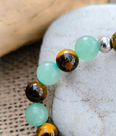 Bracelet "Le Leader" en aventurine et œil de tigre pour confiance et réussite.