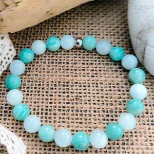 Bracelet "Le Communicant" en amazonite et aigue-marine pour expression authentique.